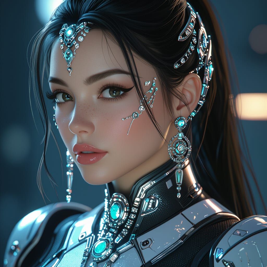 Futuristic Woman Portrait in 3D Anime Style