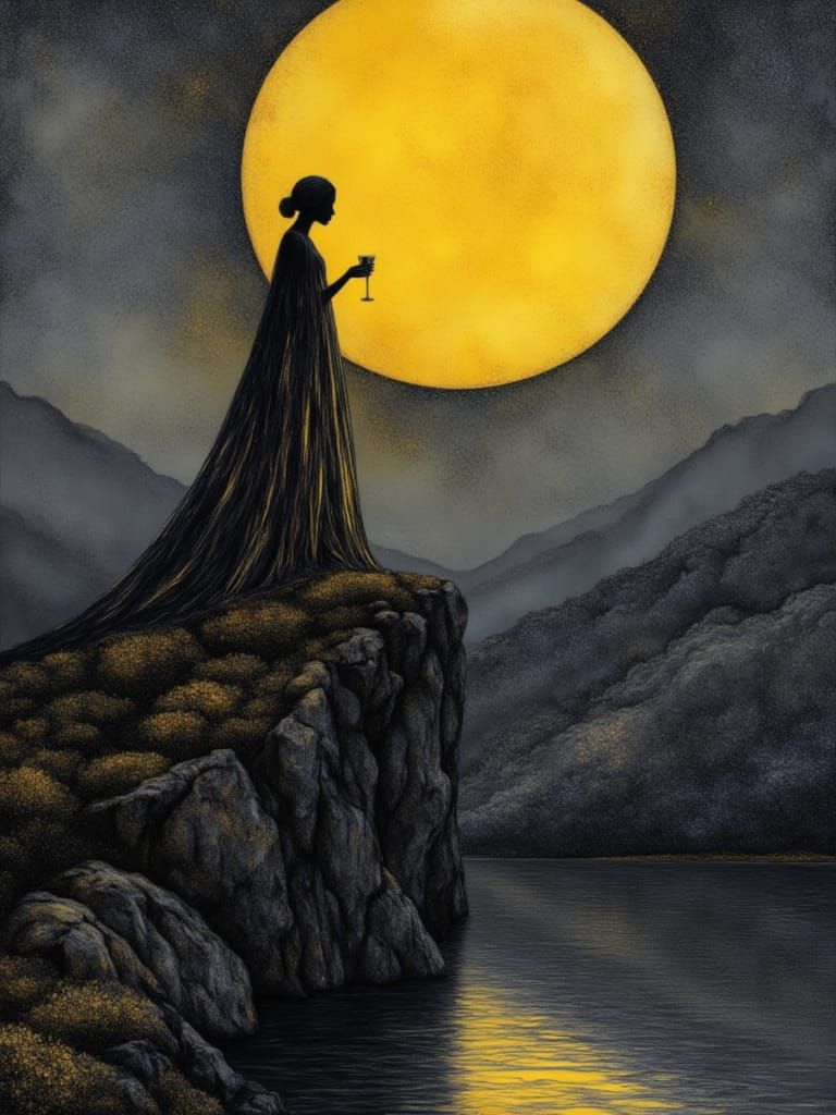 Sentinel Stands Guard Under Neon Moonlight