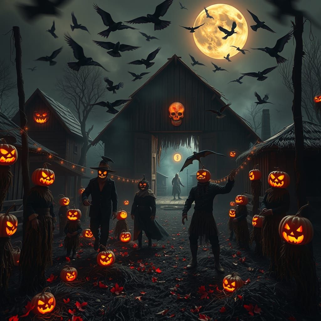 Nightmare Harvest Festival: Dark Fantasy Village Scene