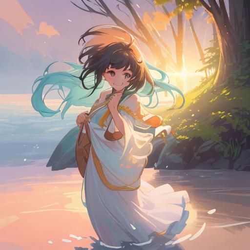Sunrise Beach Portrait in Fantasy Art Style