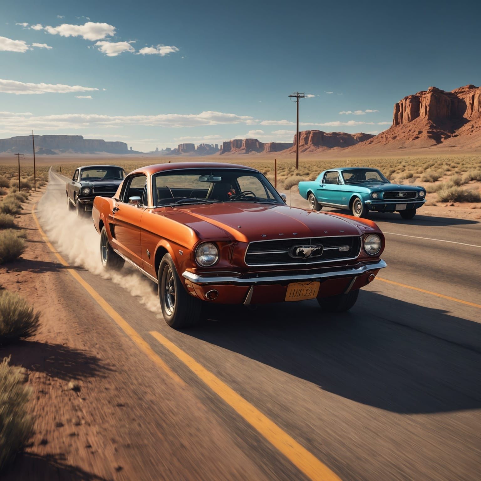 Mustang on Route 66: Fantasy Concept Art
