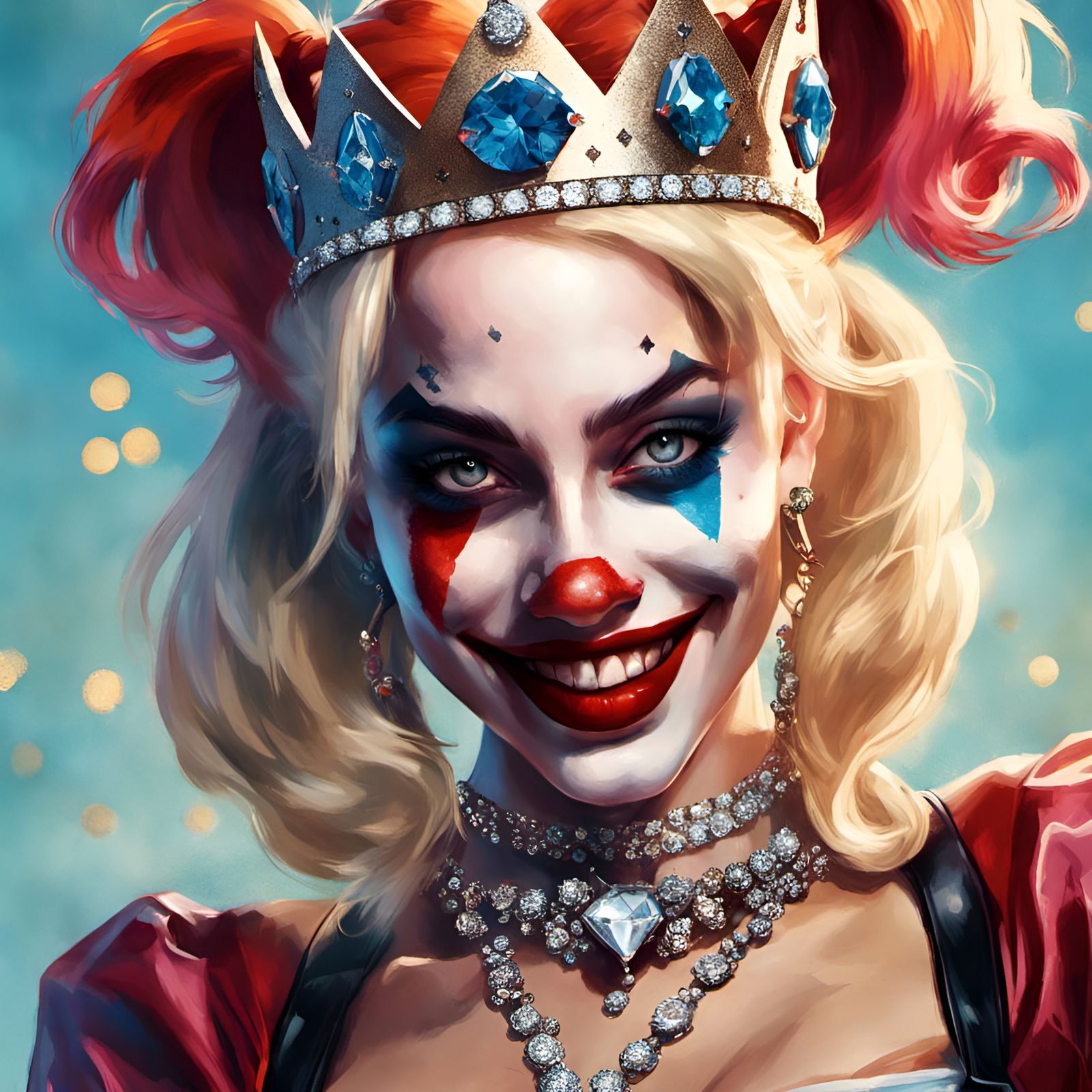 Harley Quinn Portrait in Digital Illustration Style