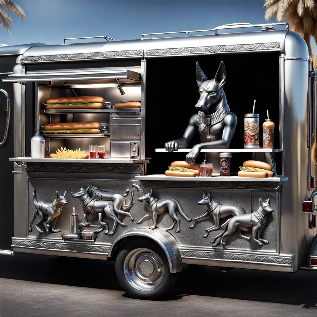 Anubis Runs a Hot Dog Truck: 3D Render