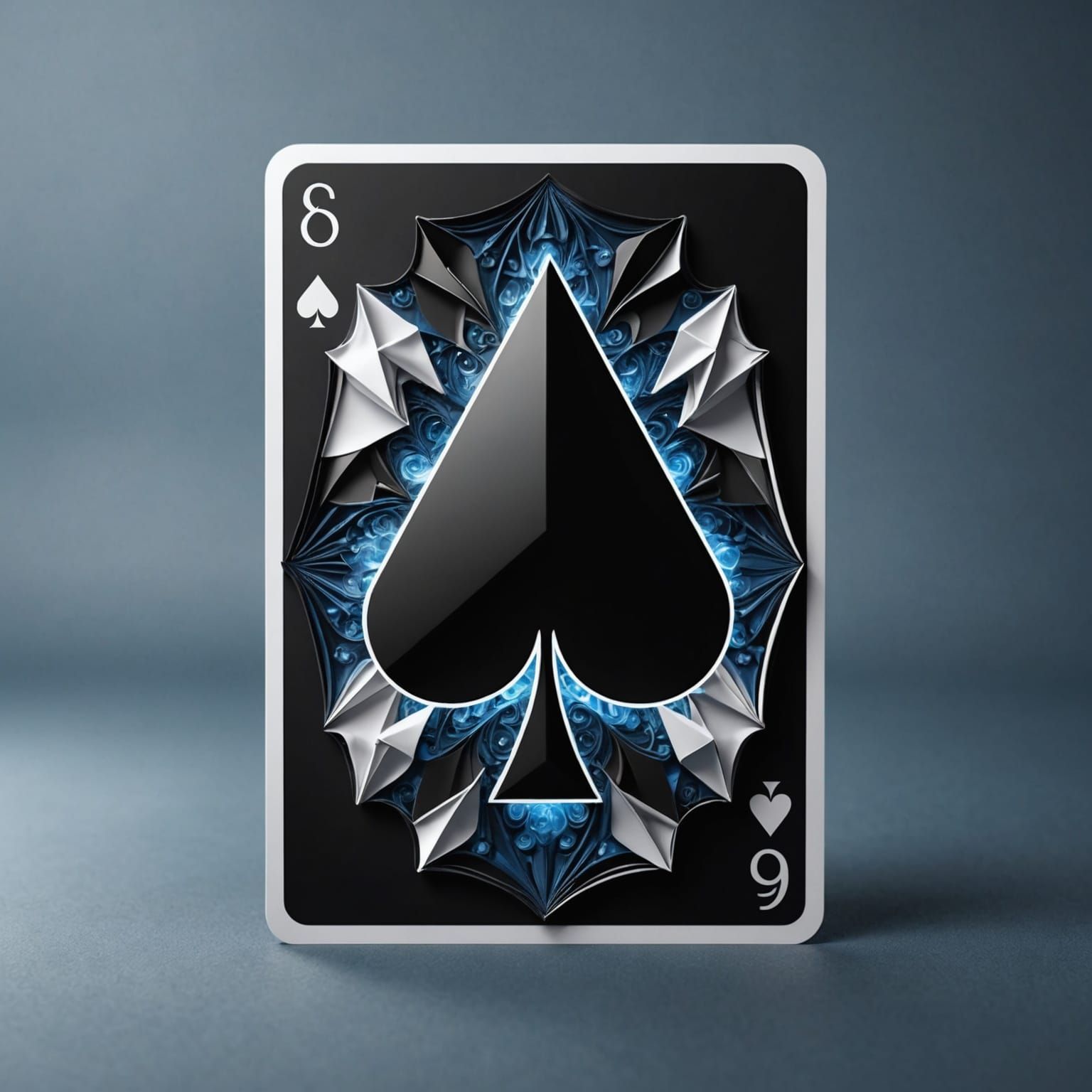 Black Playing Card with Spades in Melted Lights