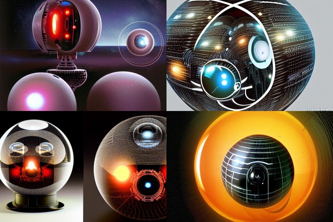 Spherical Media Droid God Robot: Sci-Fi Art
