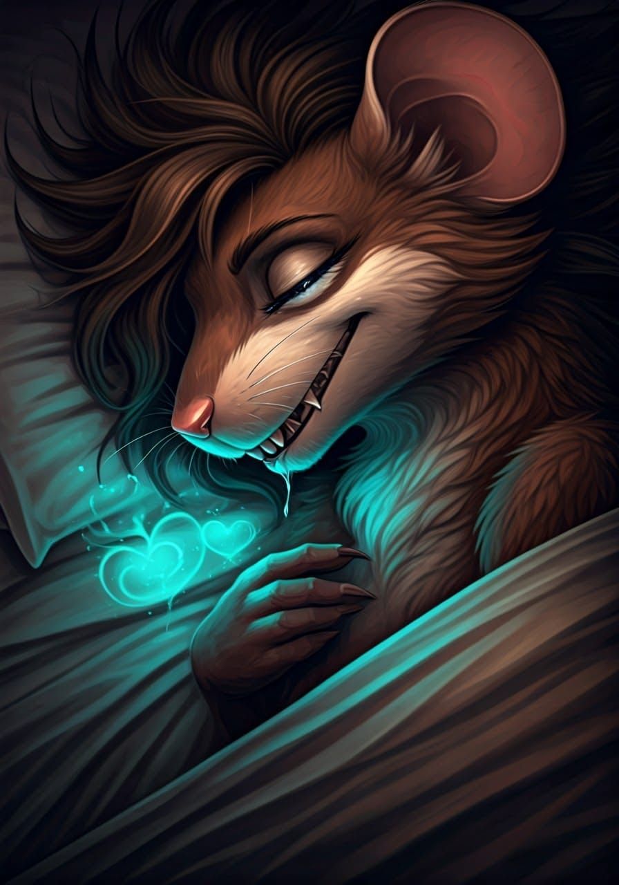 Dark Fantasy Mouse Slumbers in Rich Oil Textures