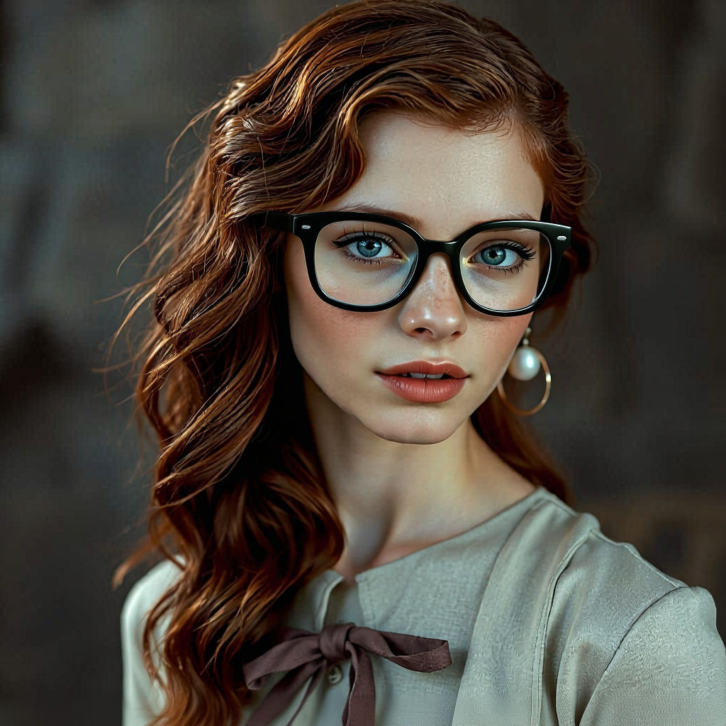 Hyperrealistic Portrait of Woman with Red Hair