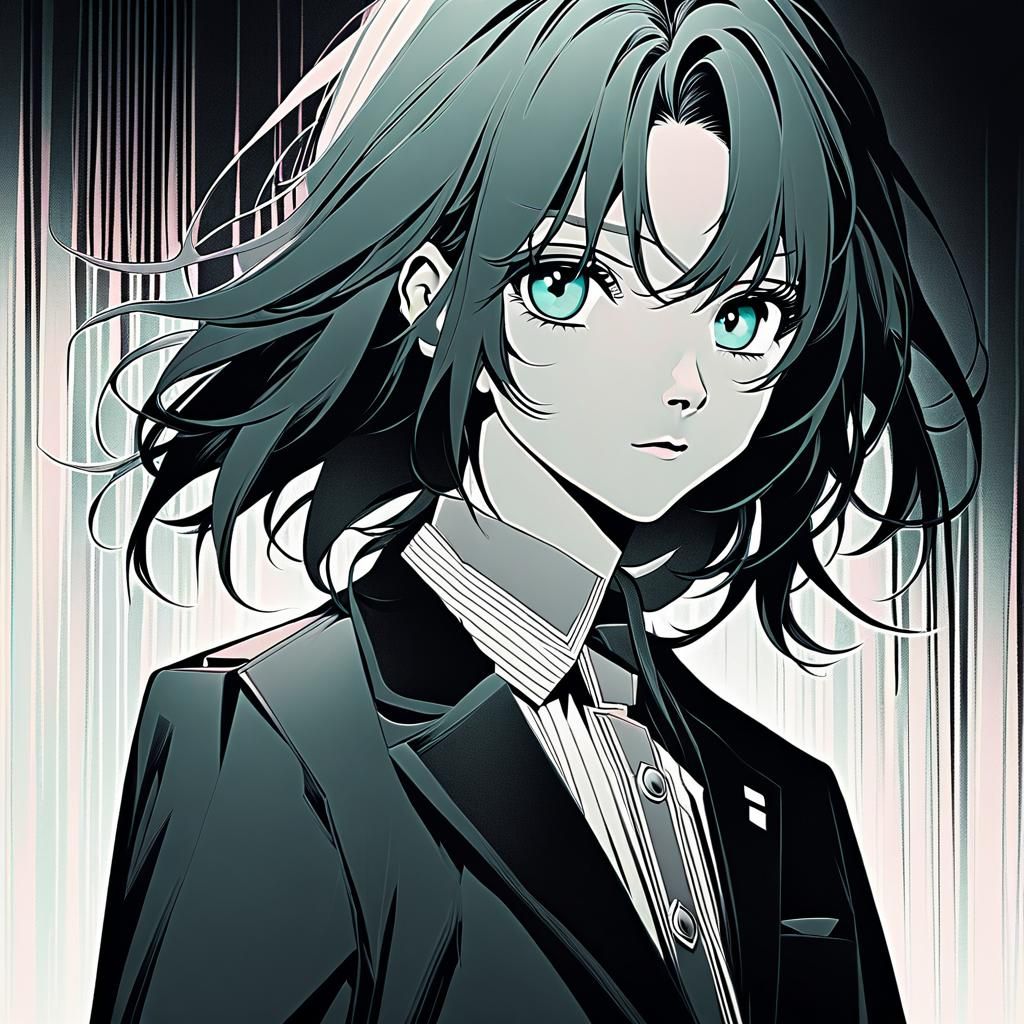 Anime Office Worker Portrait in Pastel Colors