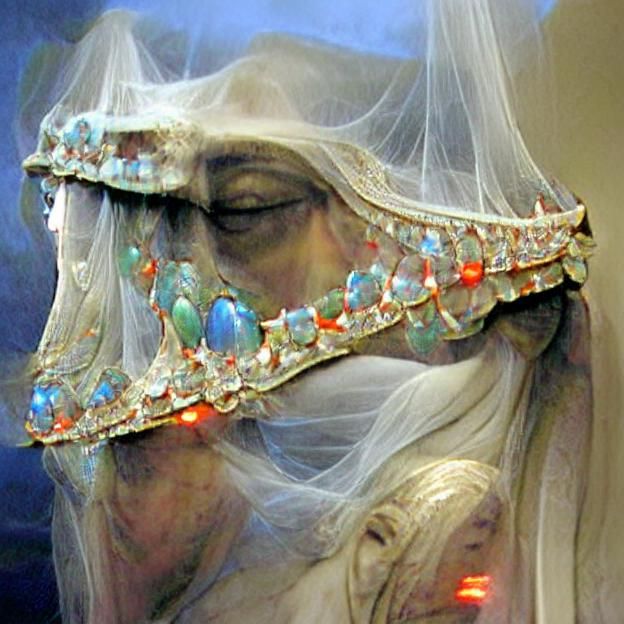 Veiled Bride Adorned with Opal Tiara