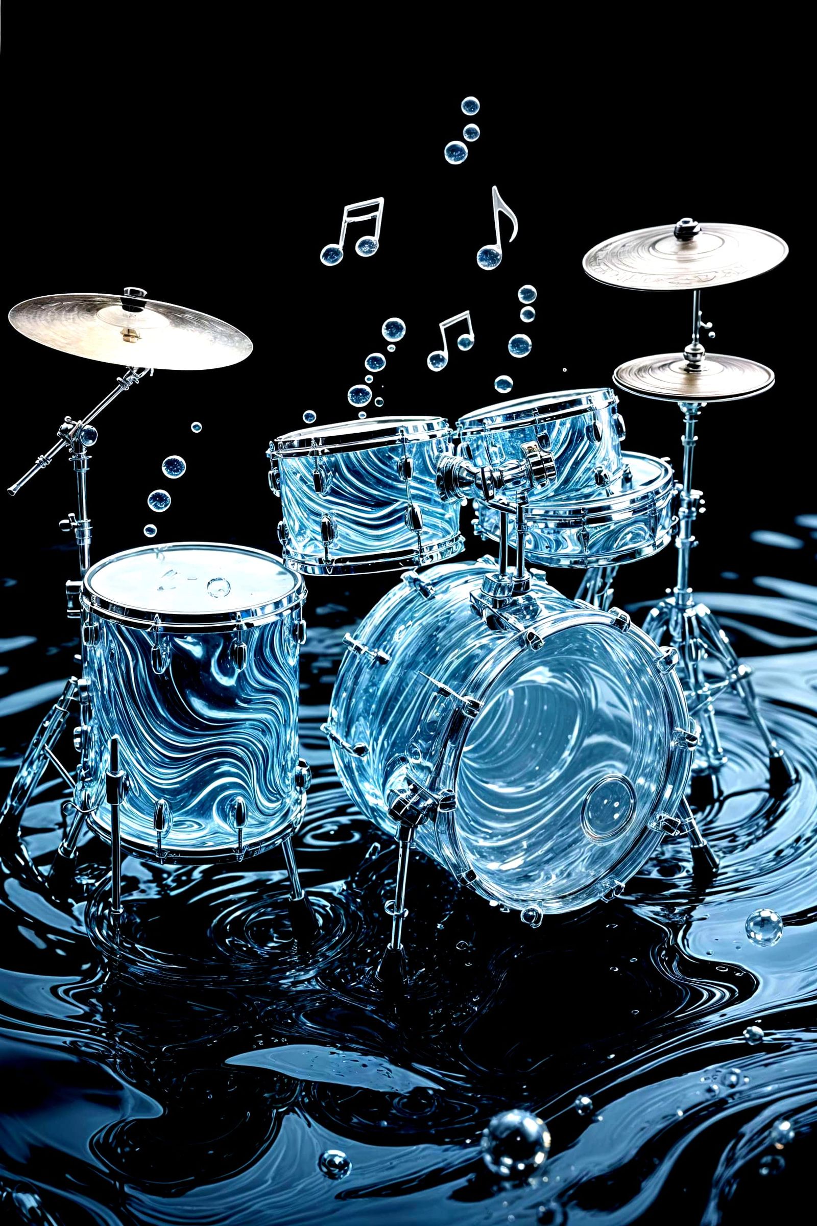 Crystal Water Drum Kit with Ink and Bubbles