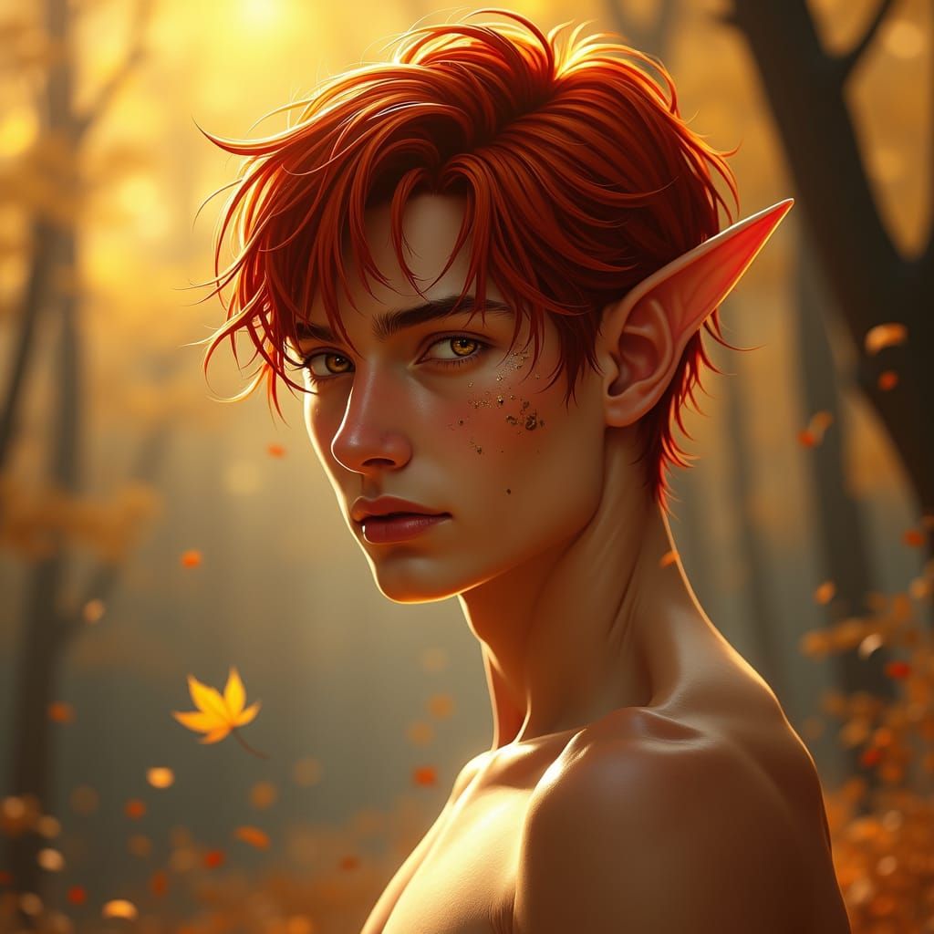 Elegant Autumn Fairy Portrait in Romantic Style