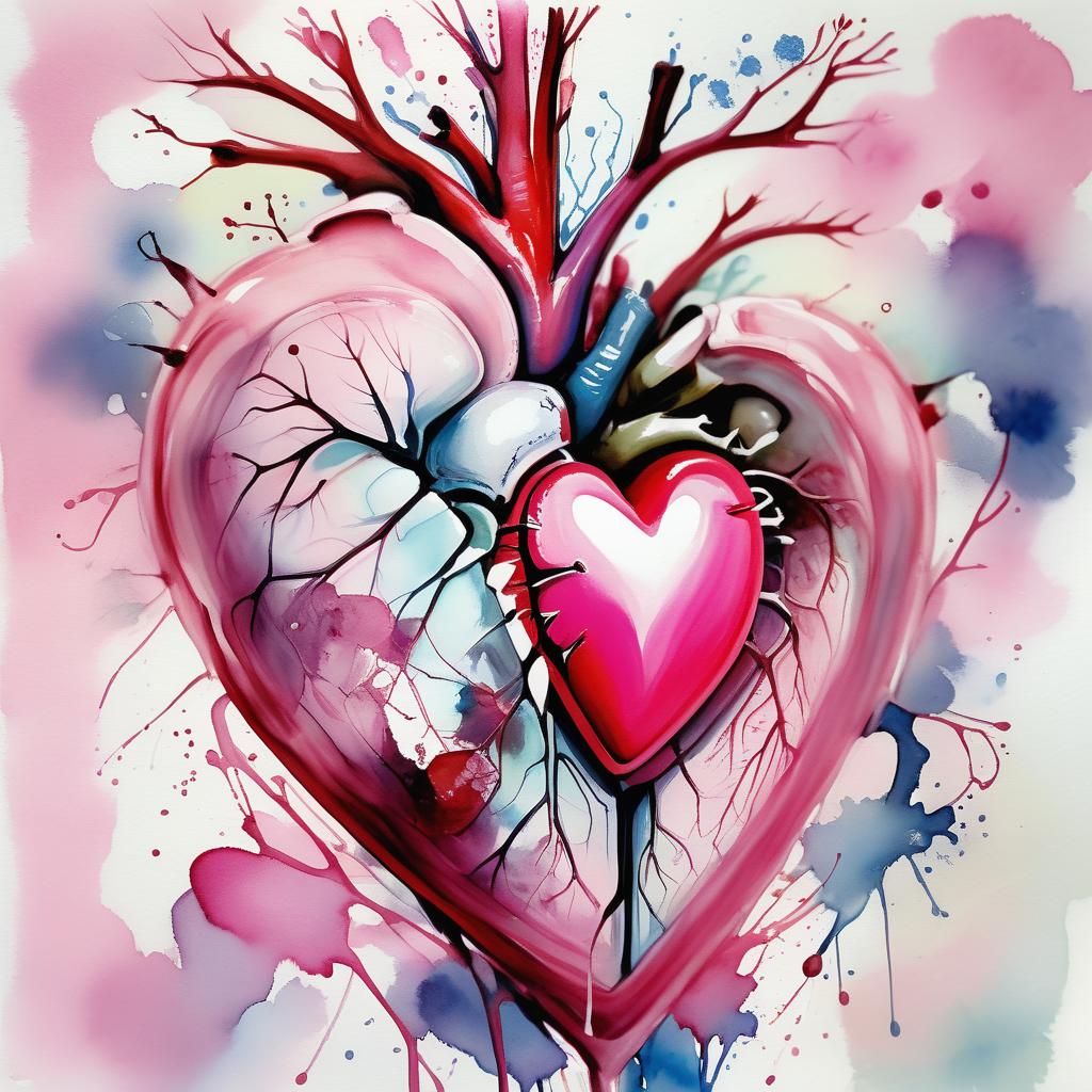 Hyperrealistic Heart in Claw with Pink Roses