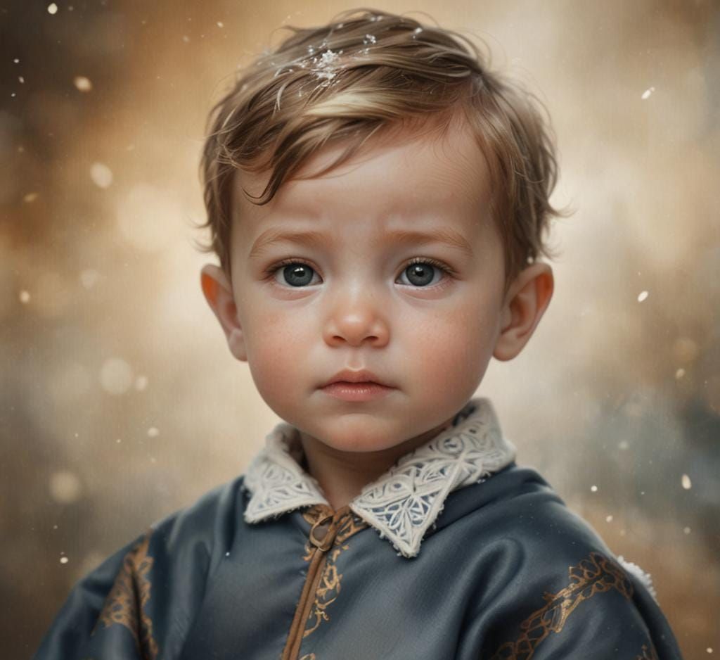 Newborn Baby Boy in Blanket: Fantasy Concept Art