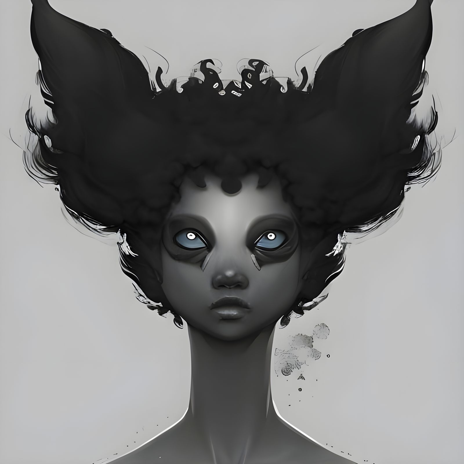 Detailed Black Vulpix Portrait in Art Nouveau Style