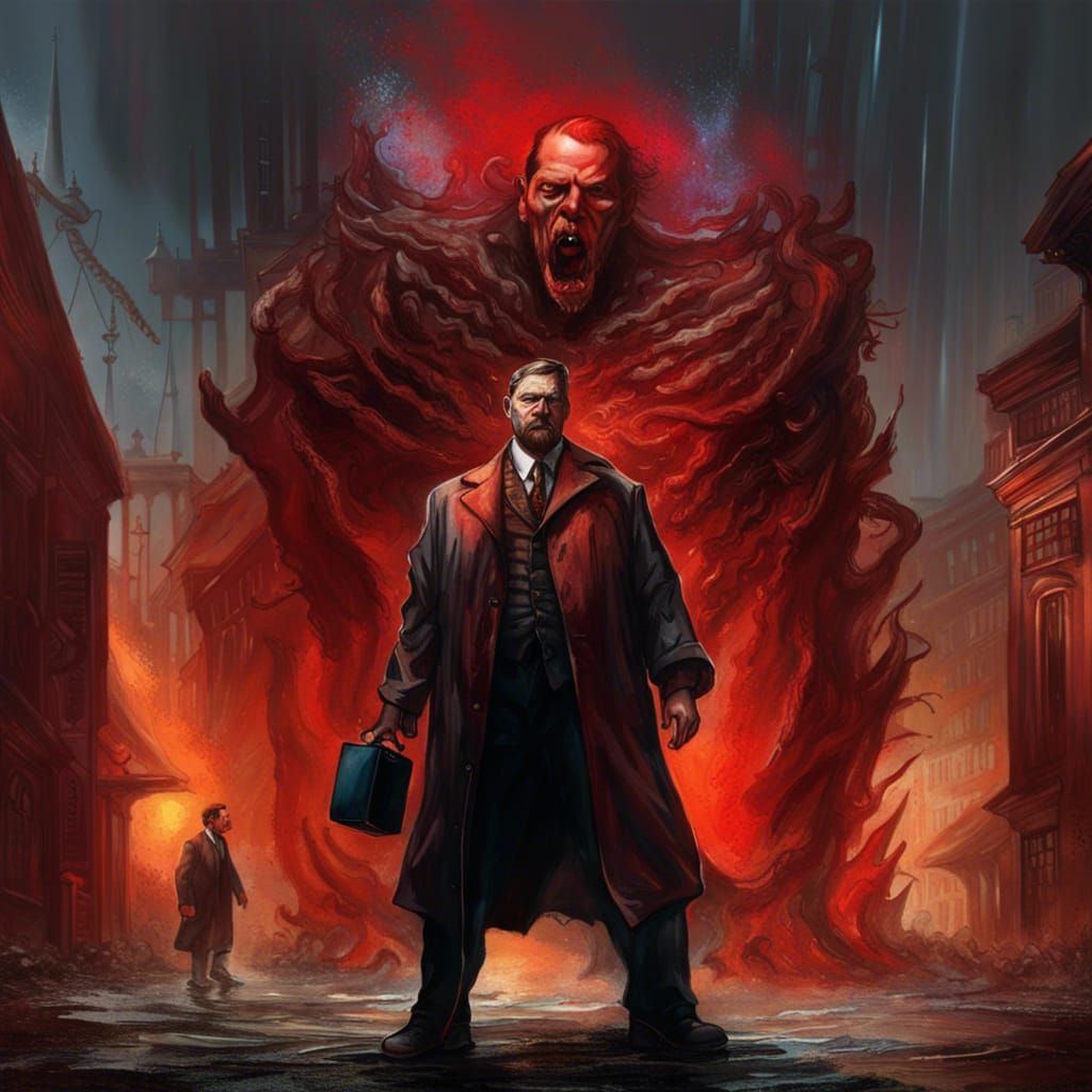 Dramatic Portrait of Bram Stoker in Splash Art Style