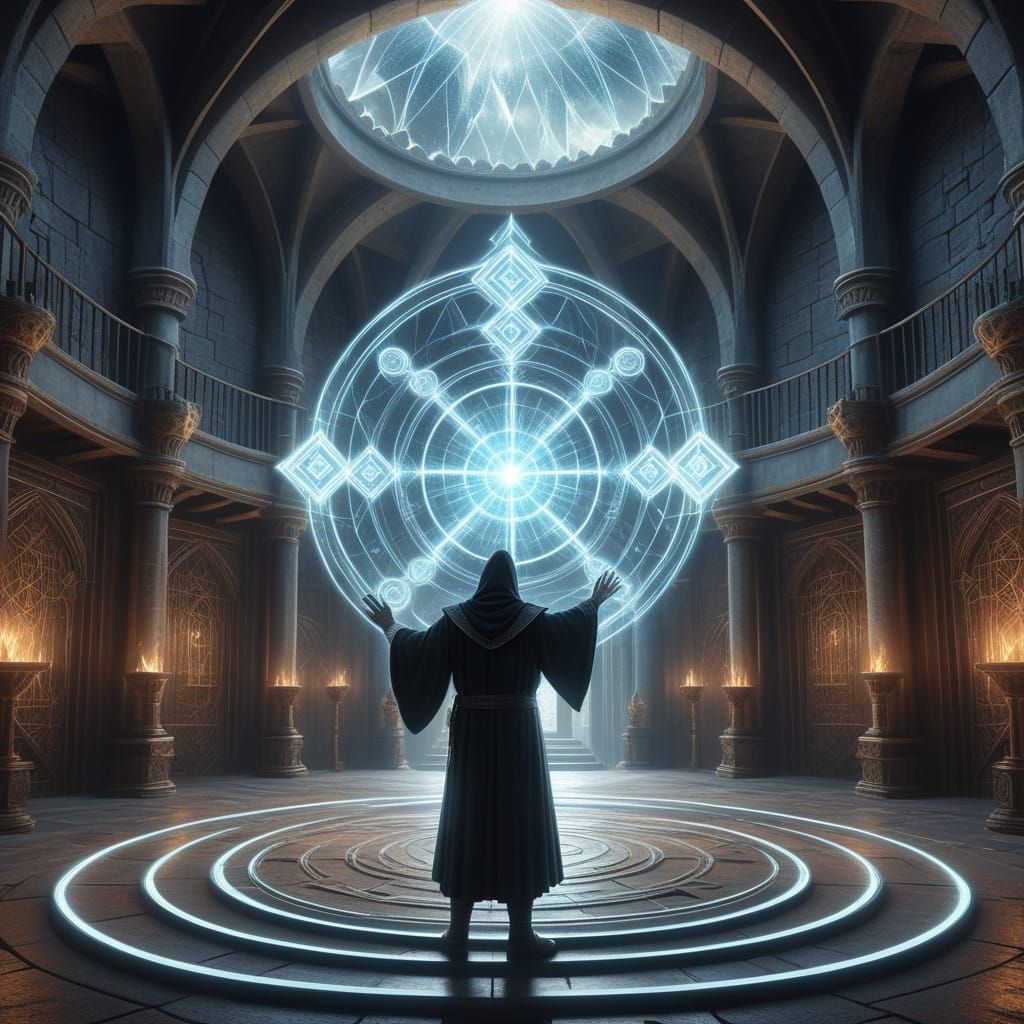 Magali Villeneuve-Style Fantasy Wizard Conjures Glowing Frac...