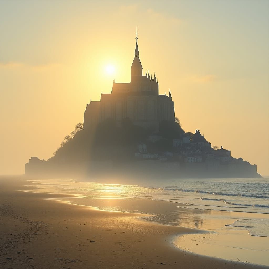 Mont-Saint-Michel at Sunset: An Impressionistic View