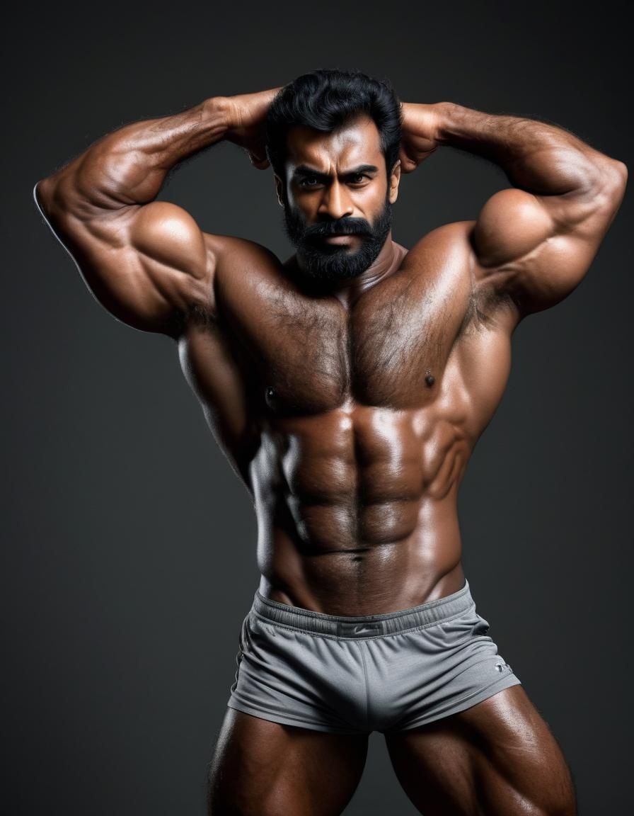 Rugged South Asian Bodybuilder Reveals Hairy Physique