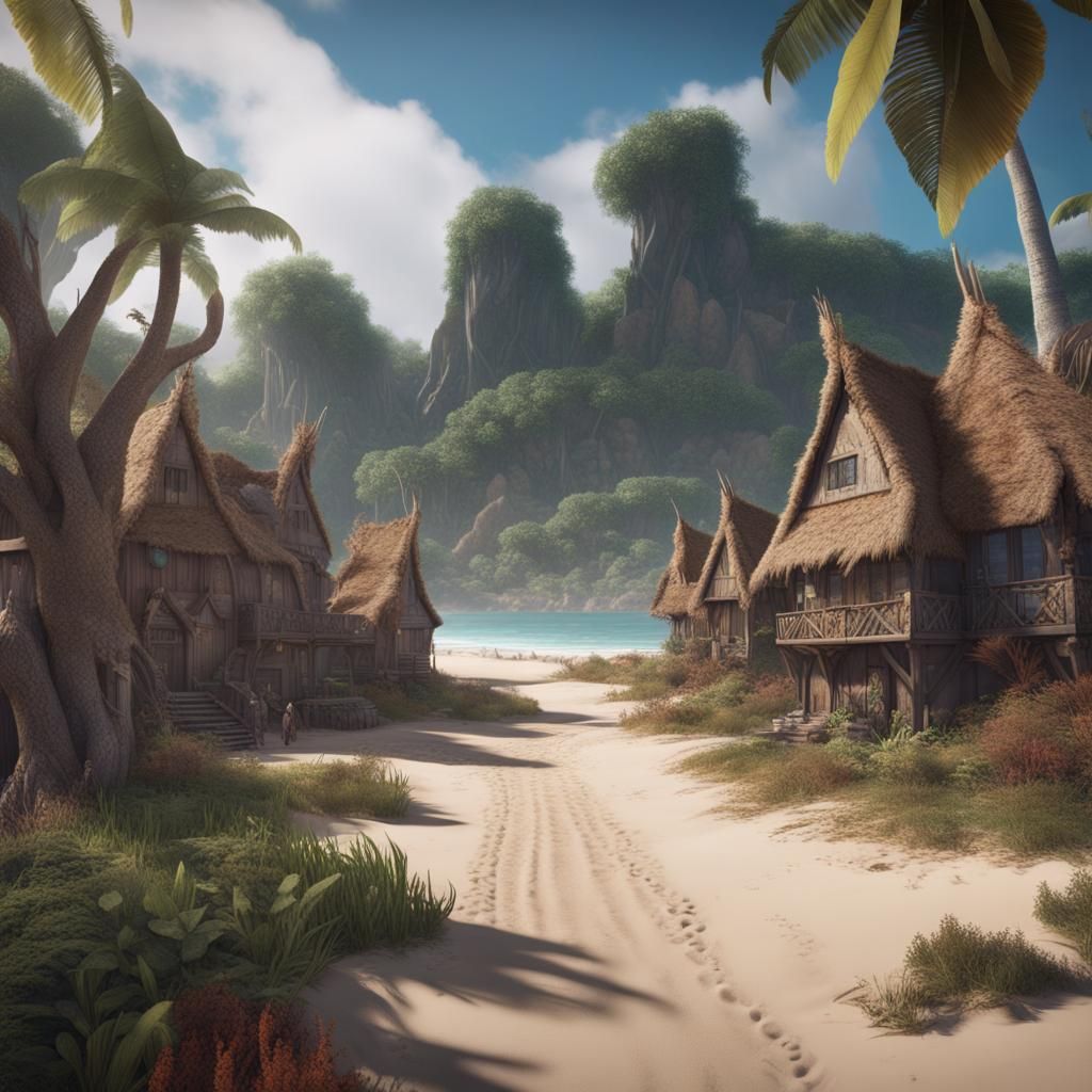 Oceania Village: A Detailed Matte Painting