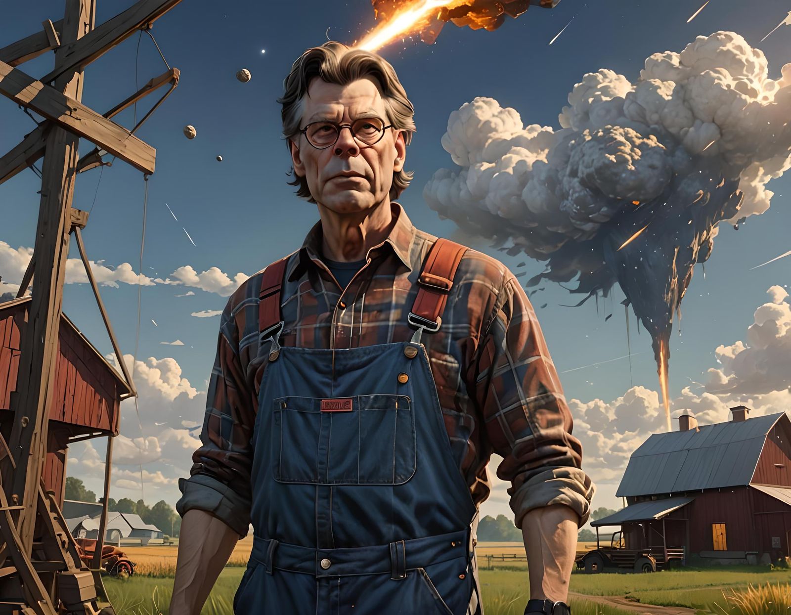 Young Man with Meteor on Indiana Farm