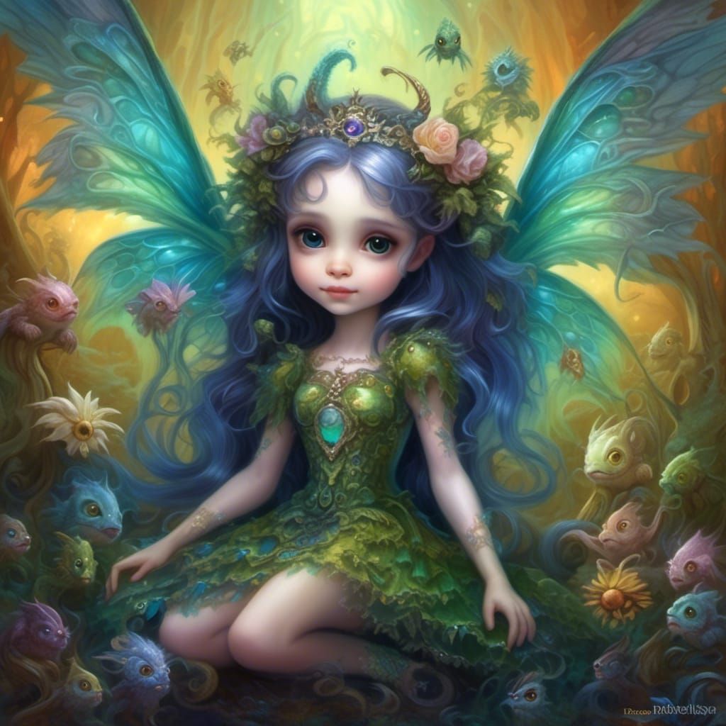 Whimsical Gothic Surreal Dragon Vampire Hybrid