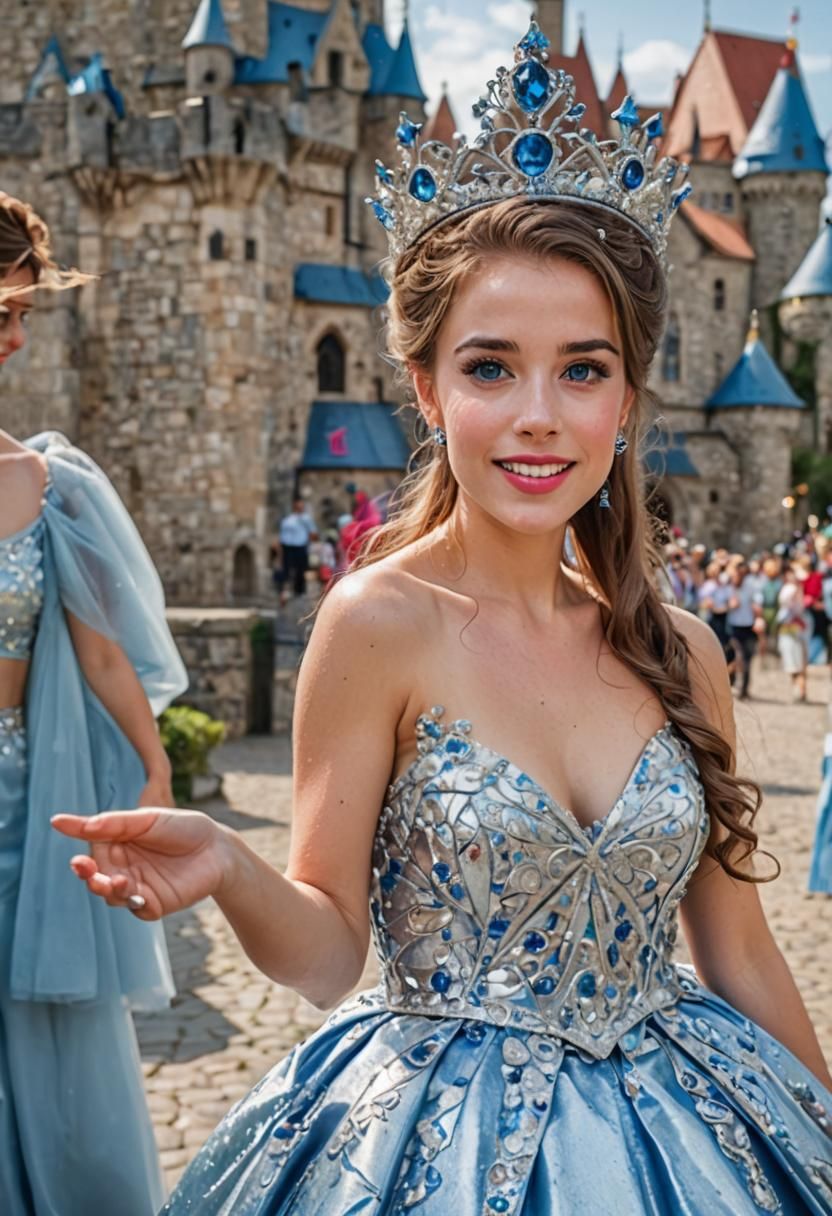 Stunning Woman in Latex Dress with Magic Scepter