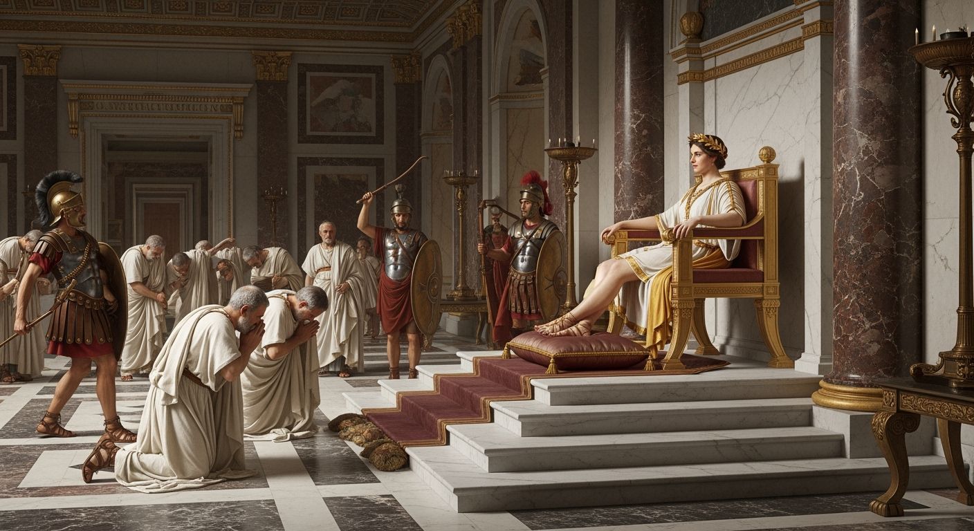 Empress Messalina on Gold Throne in Roman Palace