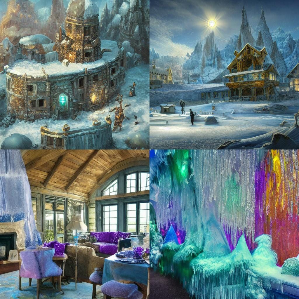 Cozy Fantasy Igloo Interior in Splash Art Style