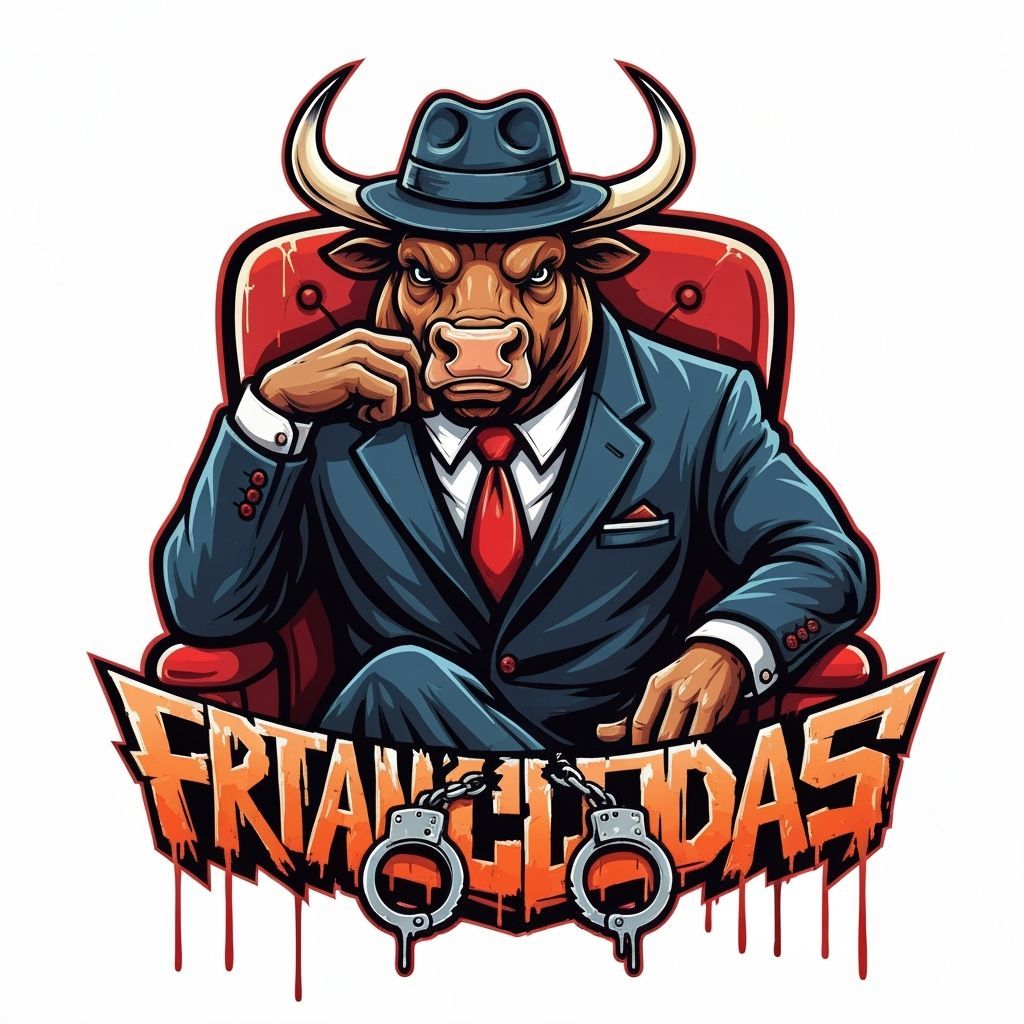 Defiant Bull in Fedora: Graffiti-Style Logo