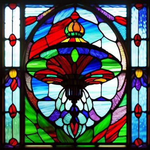 Stained Glass UFO in Surreal Hyperrealistic Oil Painting