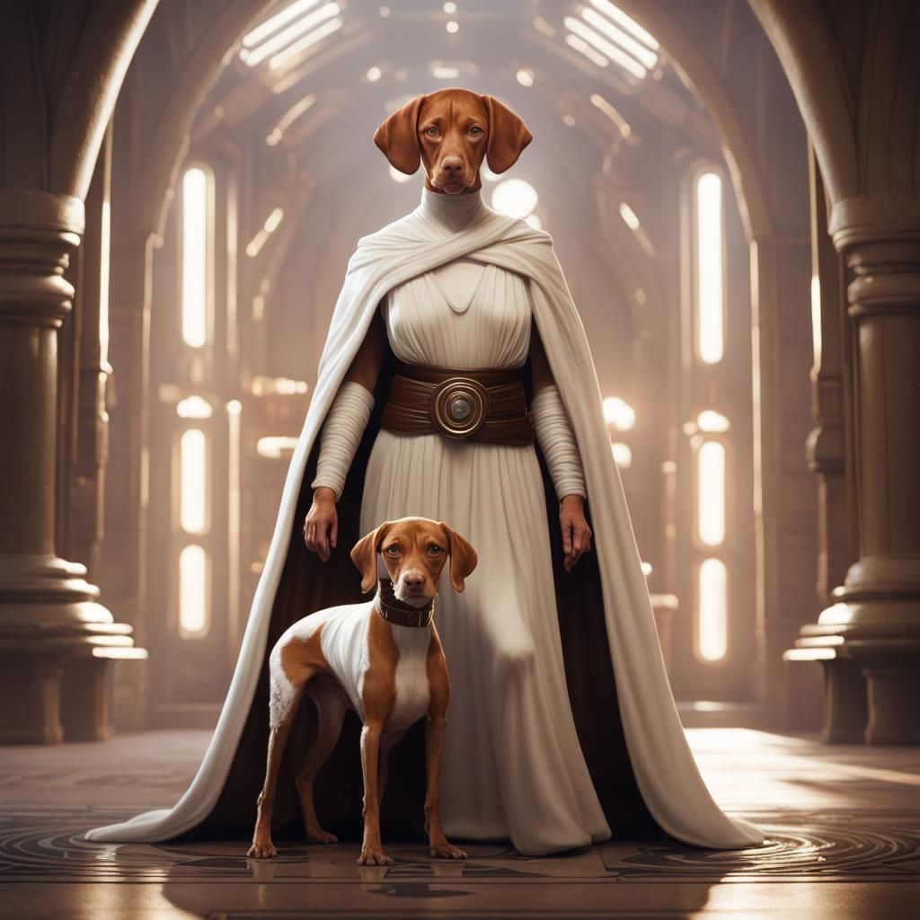 Vizsla as Princess Leia: Detailed Matte Painting
