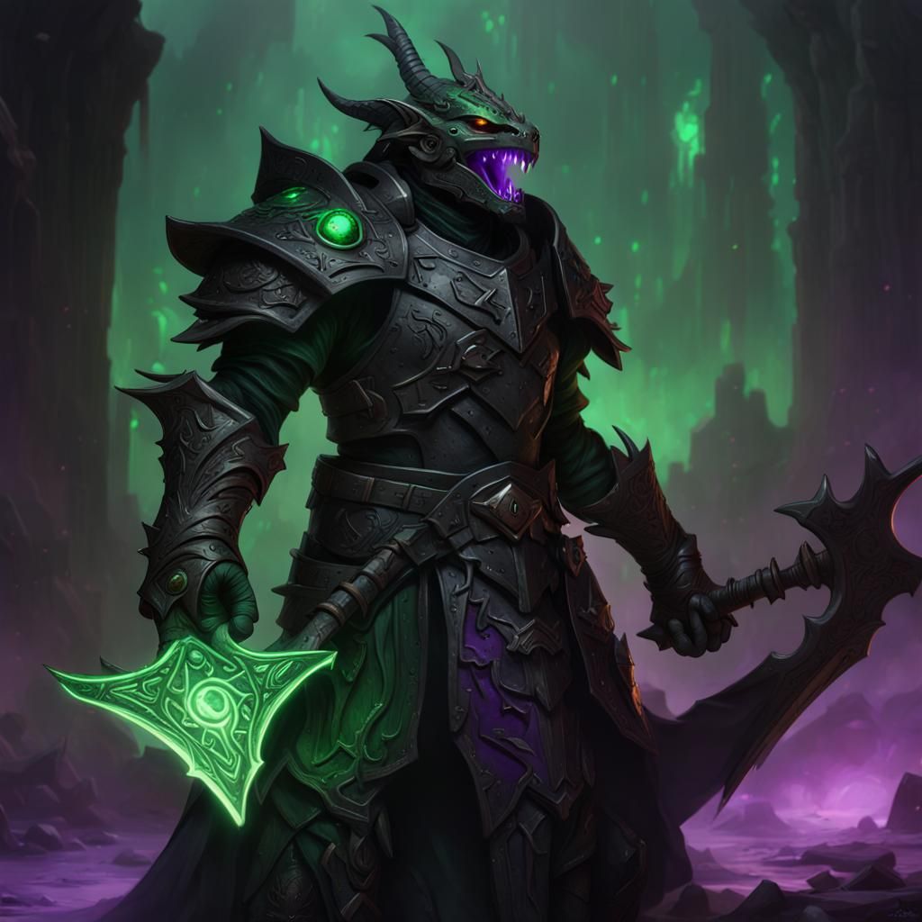 Dragonborn Paladin with Glowing Warhammer