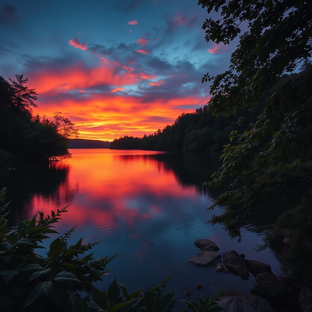 Surreal Lake Landscape Captured in Hyperrealistic Detail