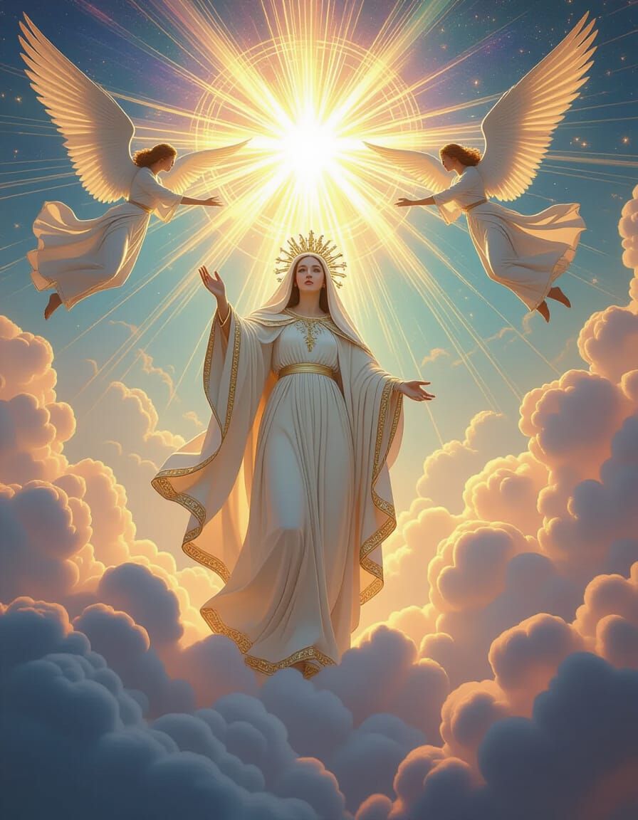 Ascension of the Virgin Mary in Digital Art Style