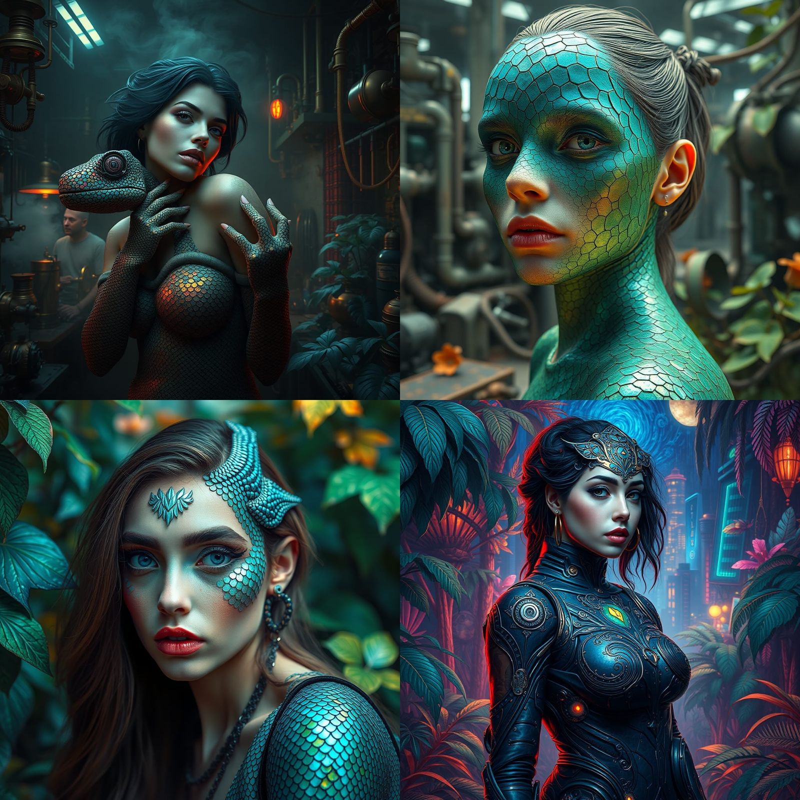 Chameleon Woman in Van Gogh Style