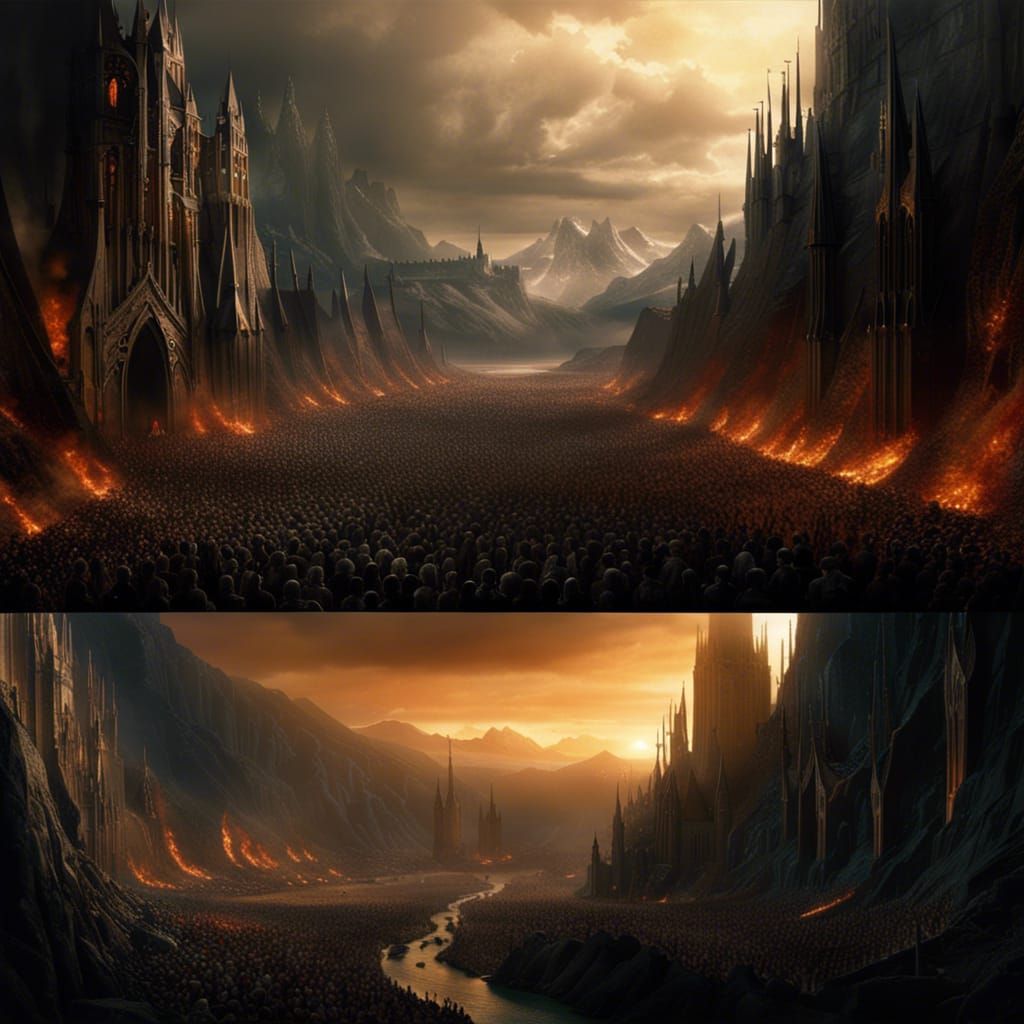 Sauron vs Gil-galad: Epic Battle in Digital Art