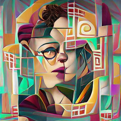 Cubist Portrait of Cosima Niehaus in Neo-Cubism Style