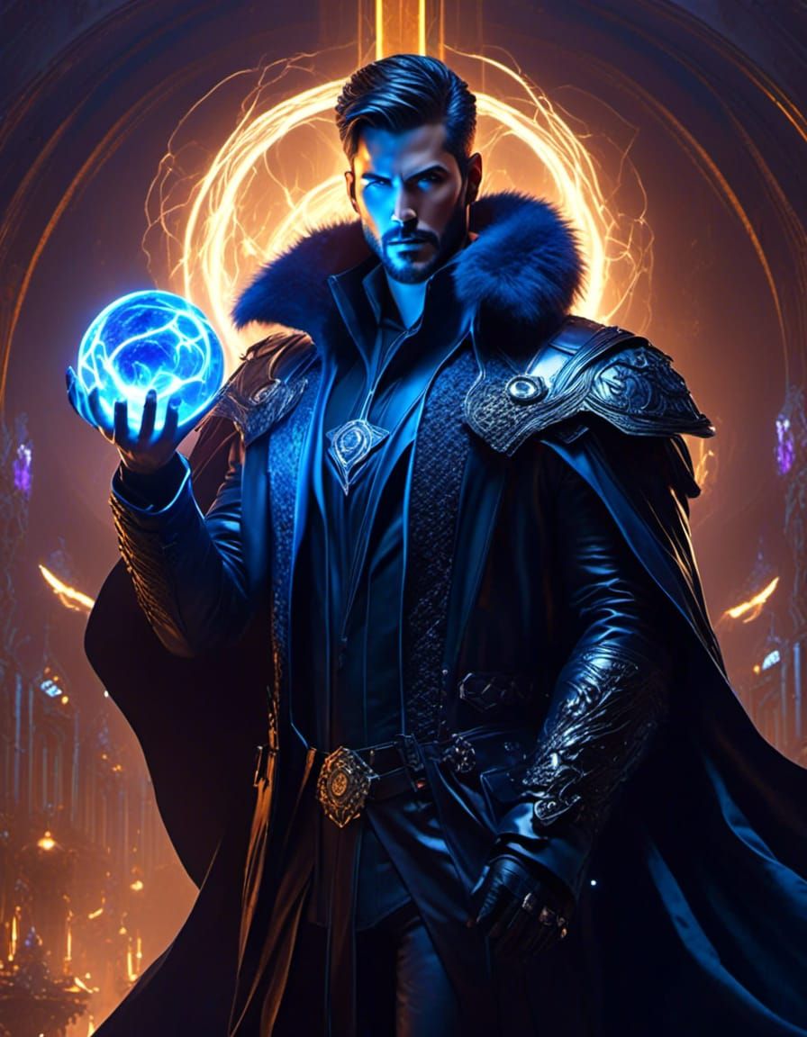 Fantasy Mage Portrait with Glowing Energy Ball