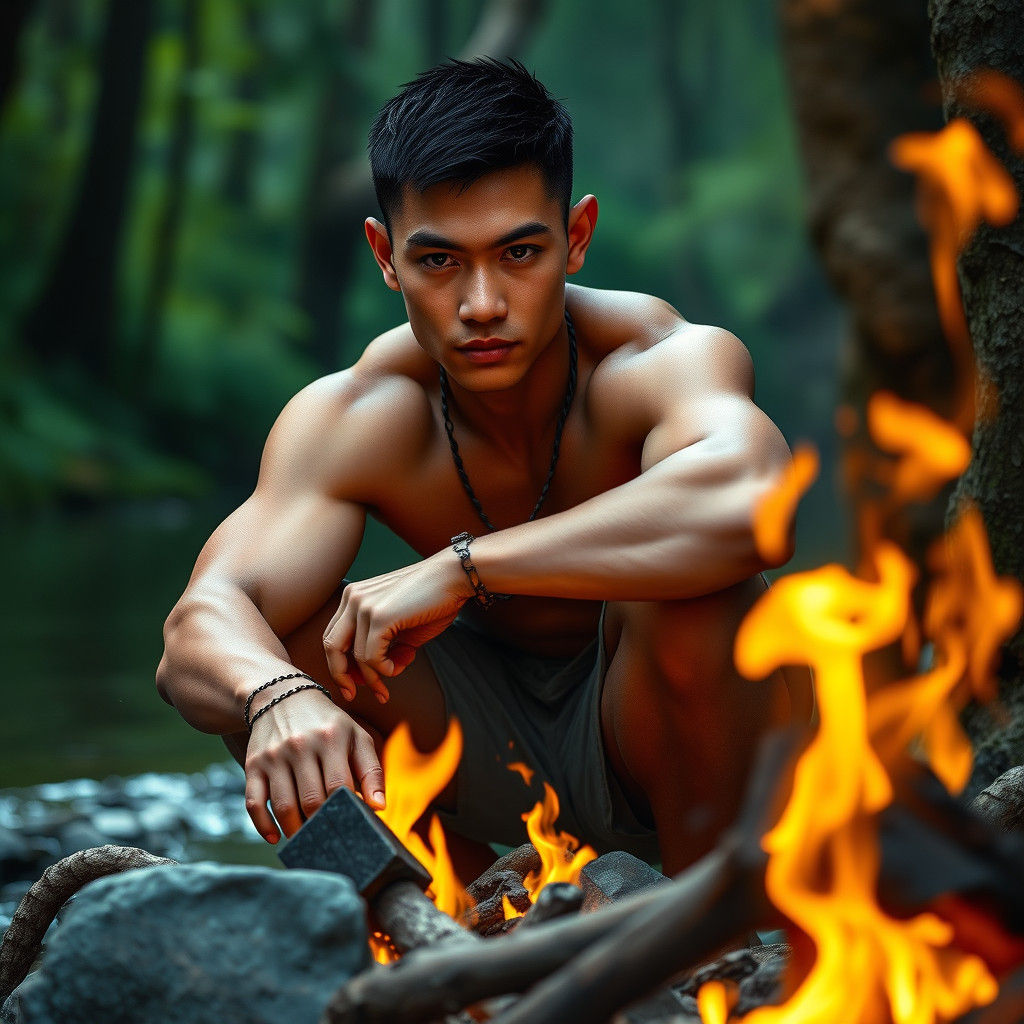 I made a fire and barbecued in the wild