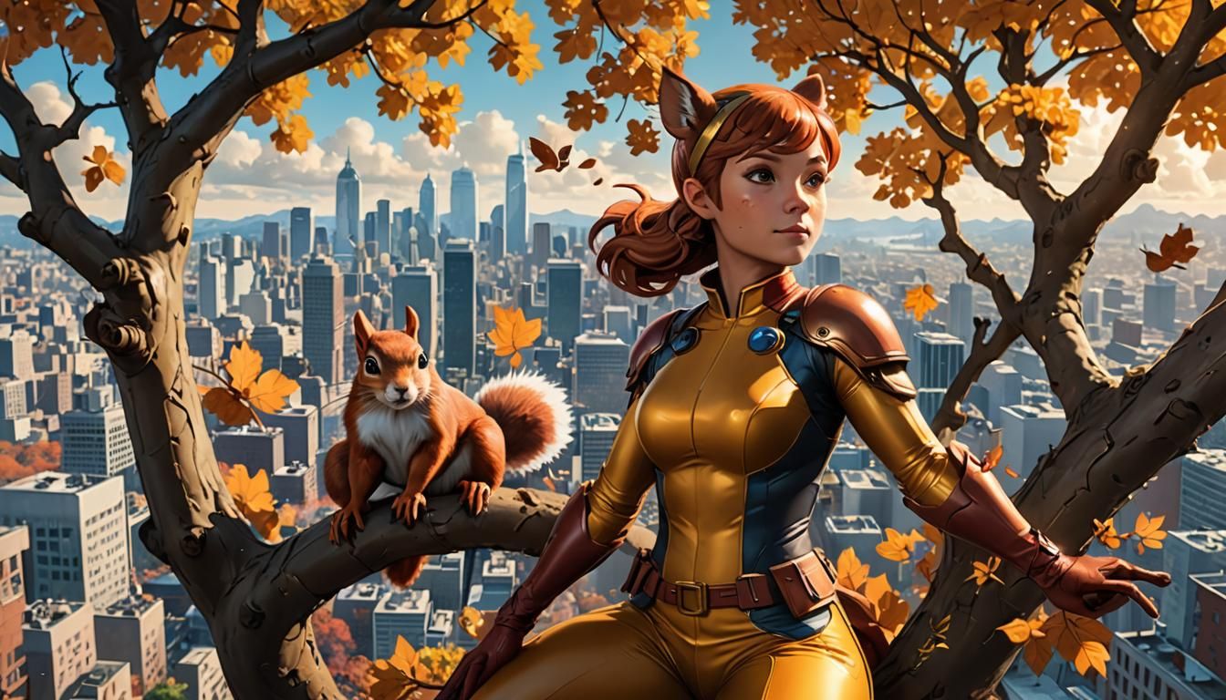 Squirrel Girl in Joseon-Era Anime Style