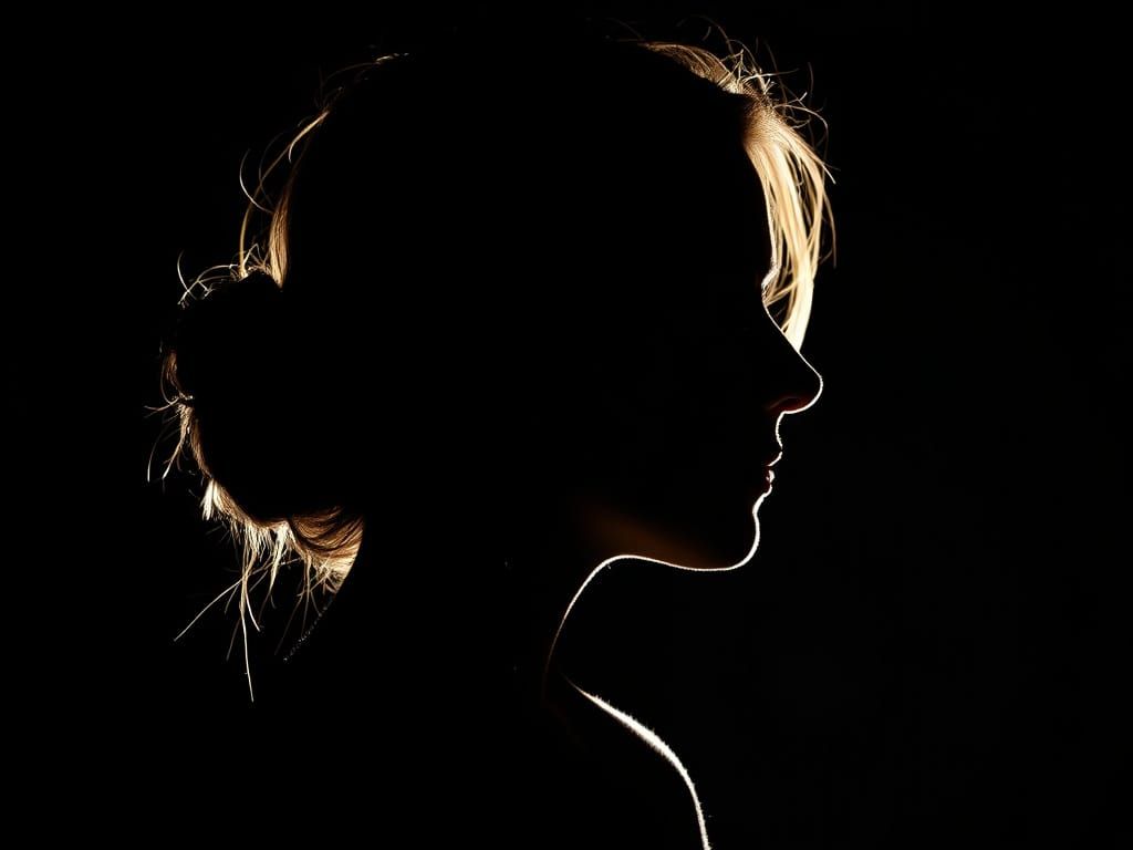 Dramatic Silhouette Portrait of a Woman in High Contrast