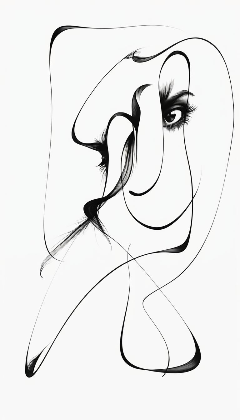 Abstract Portrait Formed from Intersecting Lines