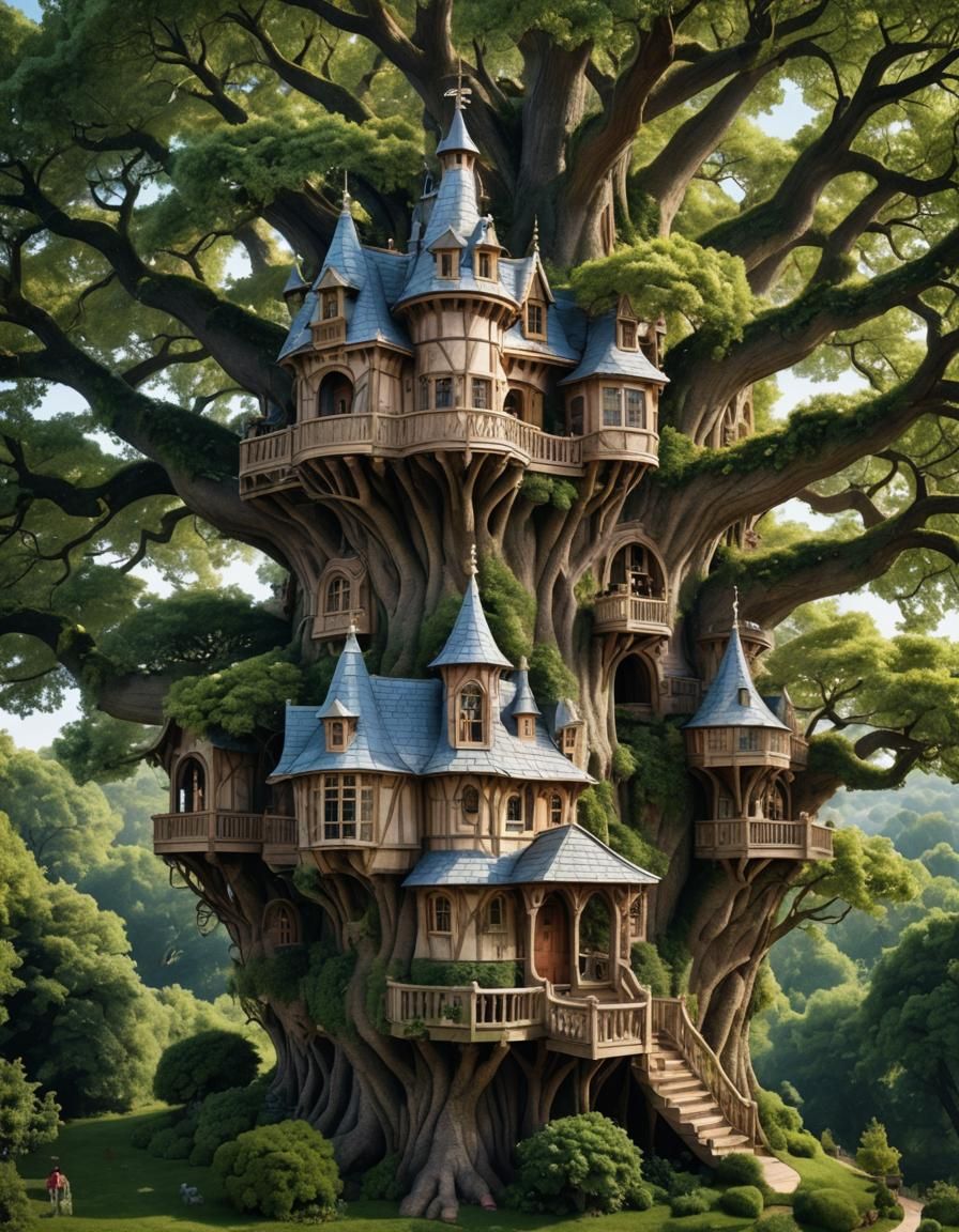 tree house constructed in the form of a castle