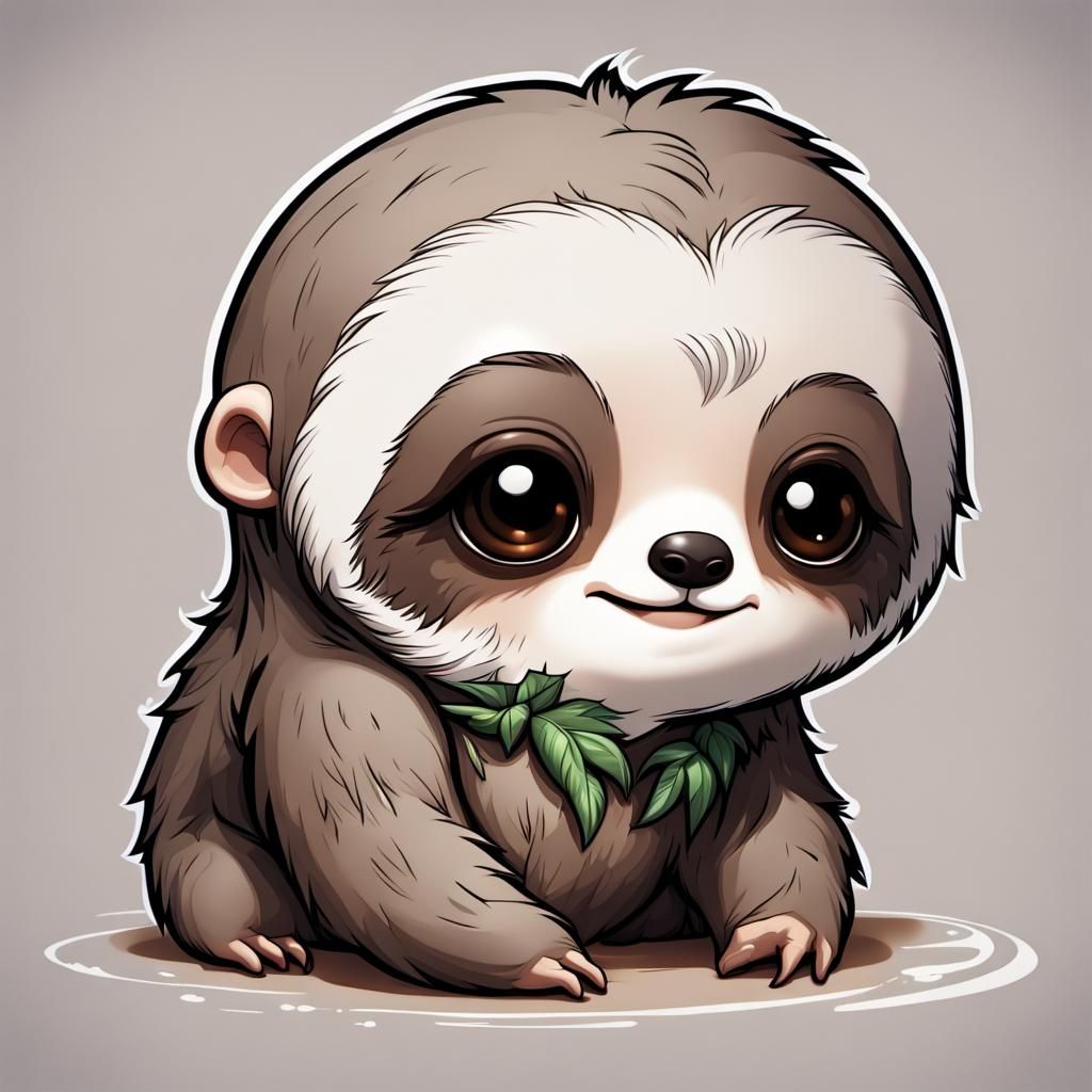 Hyperrealistic Chibi Sloth Character in HDR