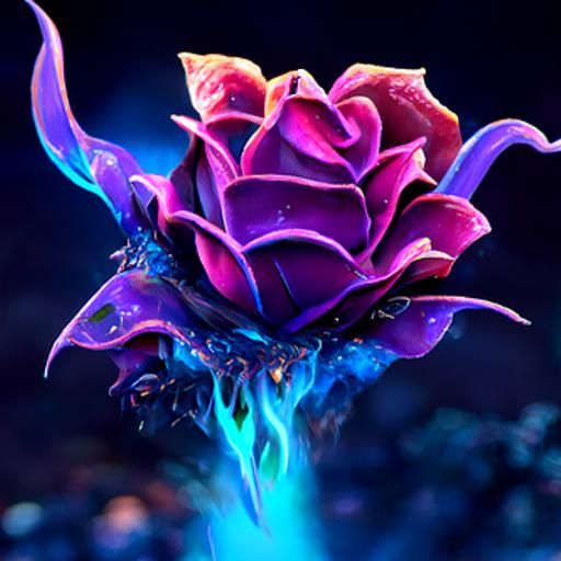 Purple Flaming Rose in Detailed Matte Painting