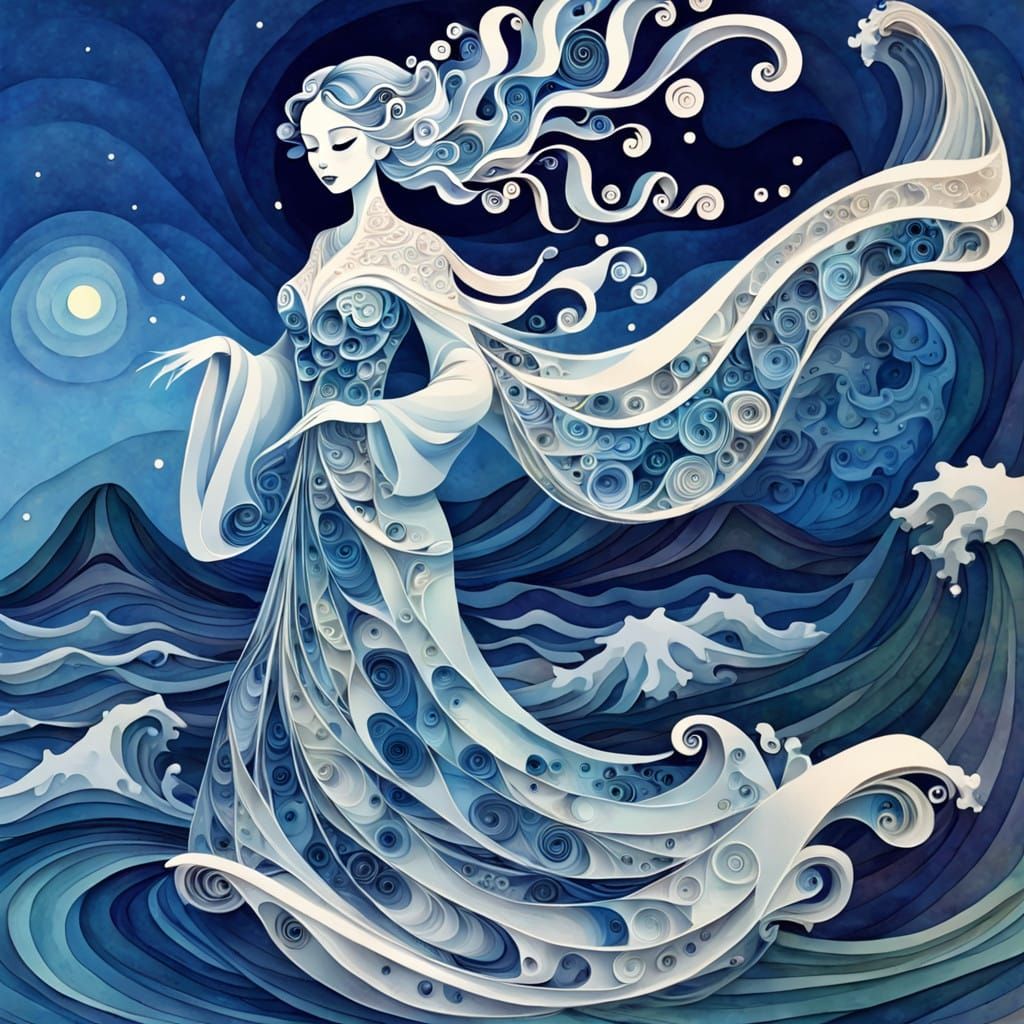 Ethereal Watercolor Dreamscape with Celestial Influences