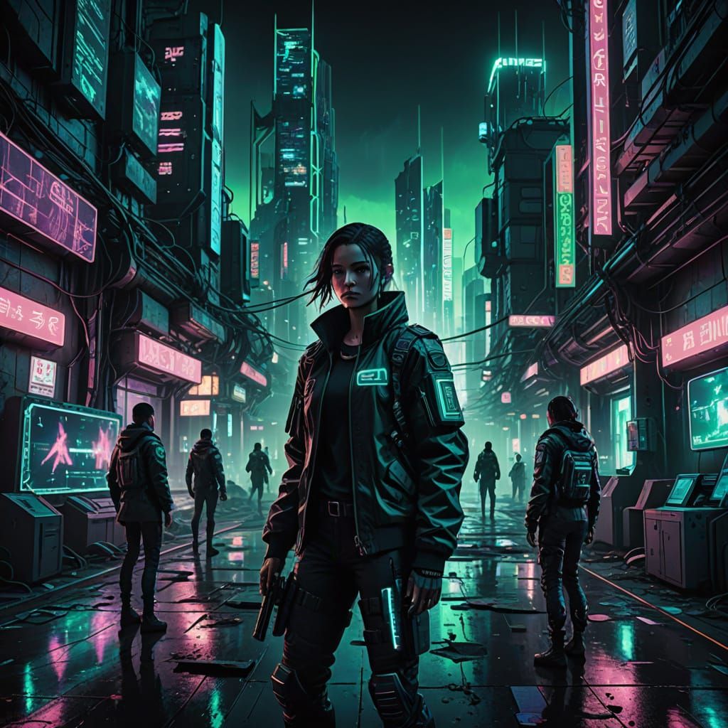 Cyberpunk Alliances Formed in Neon-Lit Cityscape
