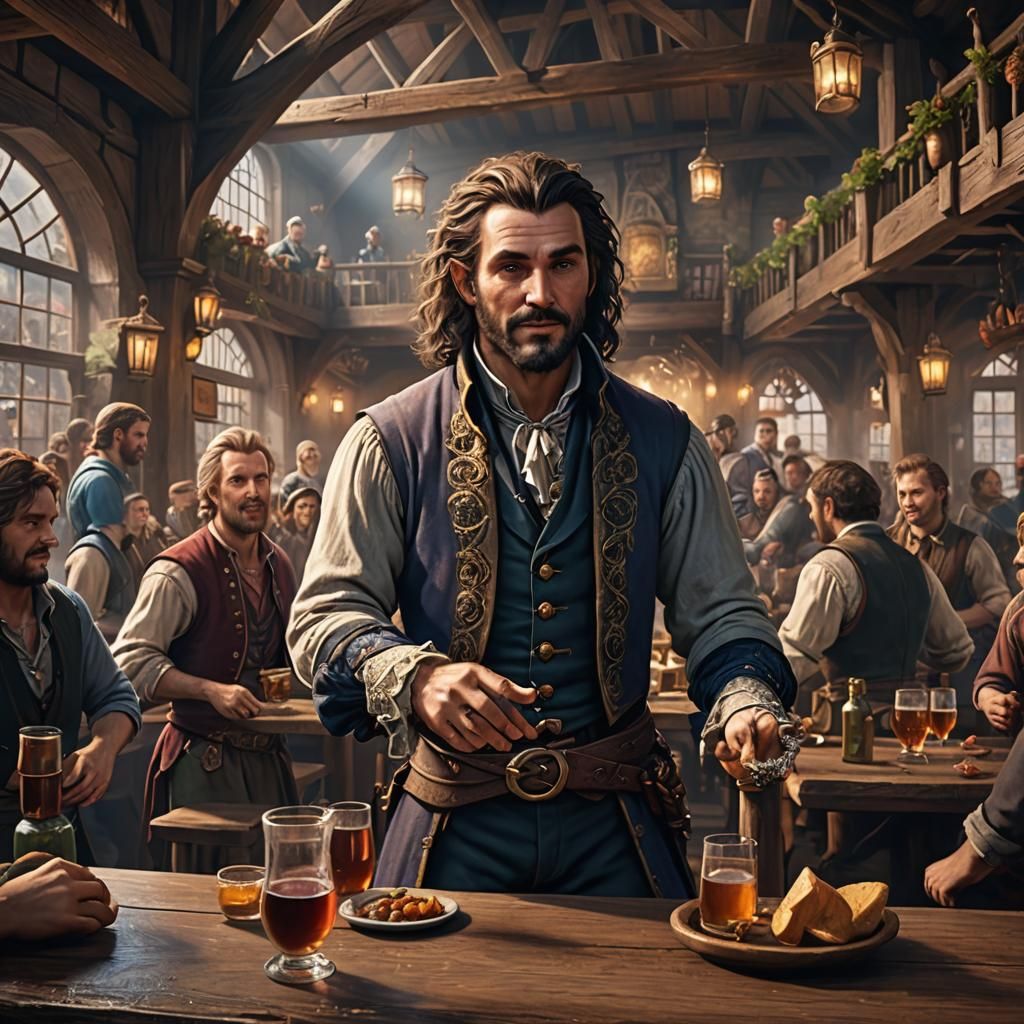 Bard Entertaining Tavern Patrons: Fantasy Concept Art