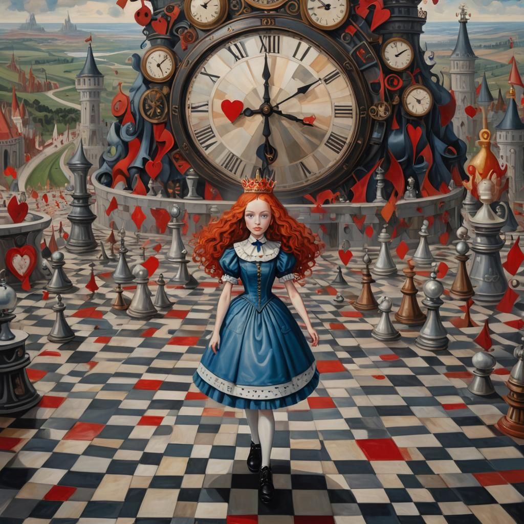 Alice in Wonderland: Surreal Queen of Hearts Landscape