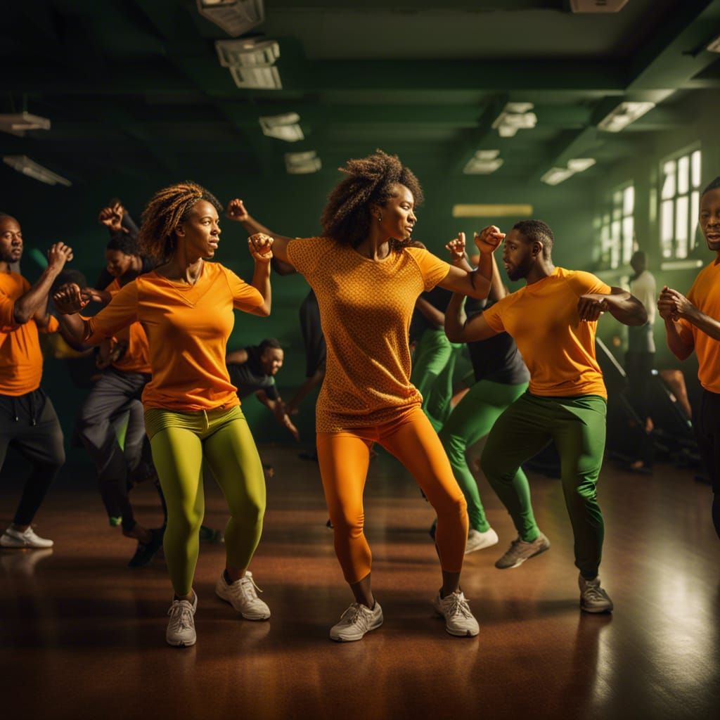 Vibrant Dance Scene in Gym Setting